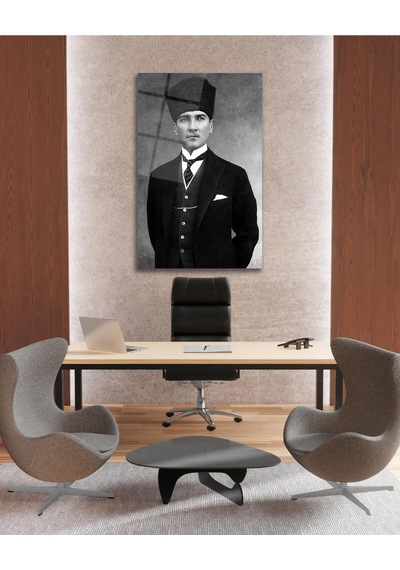 Atatürk Portre Cam Tablo Modern Ev Ofis Salon Hediyelik Büyük Tablo Duvar Dekoru