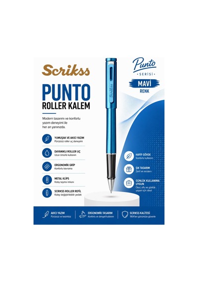 Scrikss Punto Roller Kalem Mavi Çok Renkli