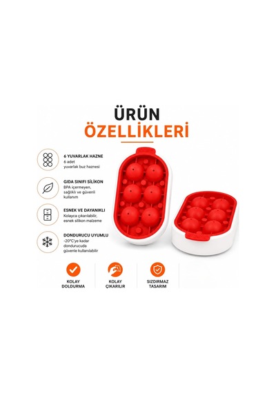 2 Adet Silikon Kapaklı Küre Buz Kalıbı, 6 Hazneli Yuvarlak Buzluk, Kolay Çıkarılabilir Büyük Buz Topu Kalıbı, Sızdırmaz Kapaklı Plastik Buz Kabı Çok Renkli
