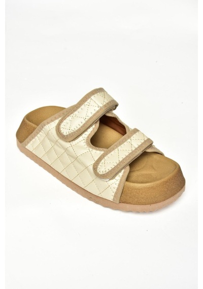 Fox Shoess811546209 Bej Kalın Tabanlı Kadın Terlik Bej
