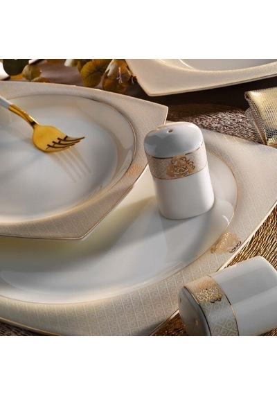 Aryıldız 31041 Square Porselen 60 Parça Yemek Takımı Gold