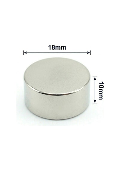 1 Adet - 18x10 Mm Neodyum Mıknatıs Neodim Magnet Yuvarlak
