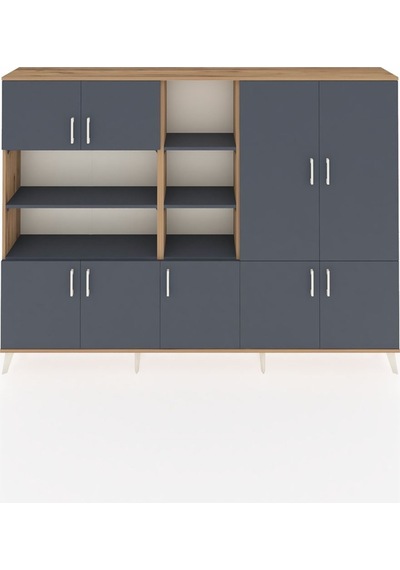 Arges Dolap 14 Raflı 9 Kapaklı 220x30x163 Çam-antrasit Antrasit - Atlas Çam Arges Dolap 14 Raflı 9 Kapaklı 220x30x163 Çam-antrasit Antrasit - Atlas Çam