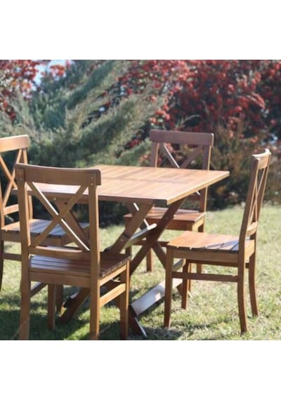 Çeşme Lüks Ahşap Bahçe Balkon Seti: 80X120 Katlanır Masa + 4 Sandalye Çeşme Lüks Ahşap Bahçe Balkon Seti: 80X120 Katlanır Masa + 4 Sandalye