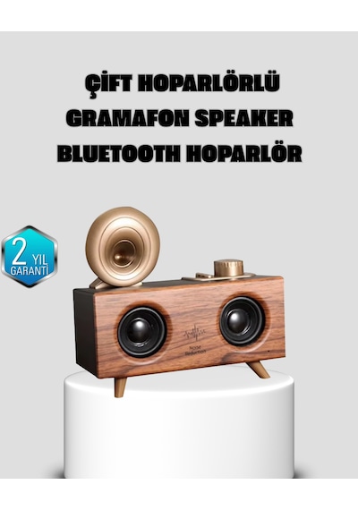 Gramafon Tasarımlı Bluetooth Hoparlör 3d Ses Teknolojili Çok Fonksiyonlu - Lisinya