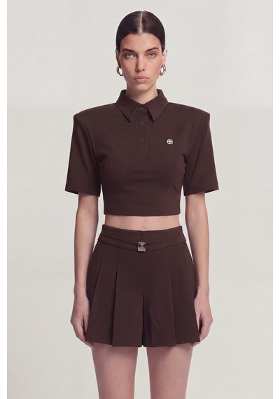 Holly Lolly Vatkalı Polo Yaka Carolyn T-shirt Kahve