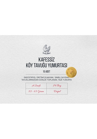 Kafessiz Köy Tavuğu Yumurtası 15 Adet