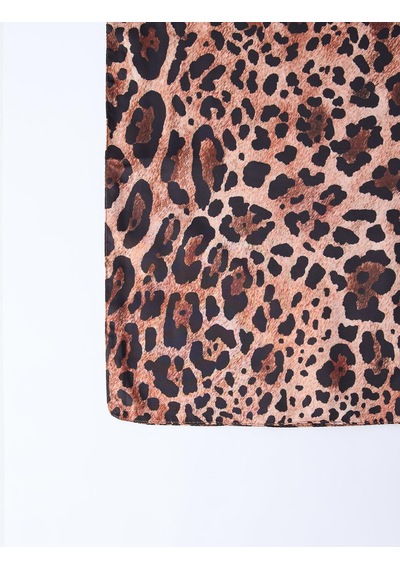 Jimmy Key Kahverengi Leopar Desenli Modern Eşarp 5ww495465800