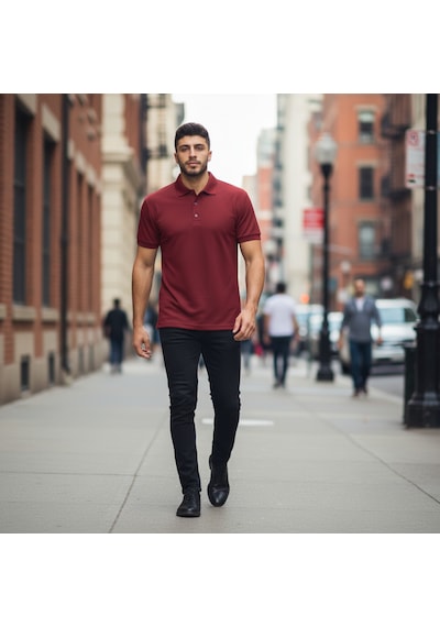 Bite Nose Renk Seçenekli Erkek Polo Yaka Tişört Günlük & Şık Pamuklu Slim Fit Koyu Kırmızı