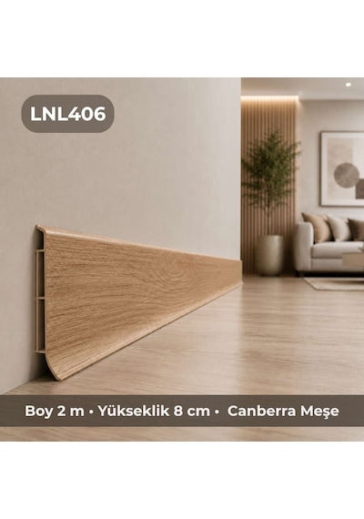 Linela Suya Dayanıklı Pvc Süpürgelik 8 Cm - Canberra Meşe - Lnl406