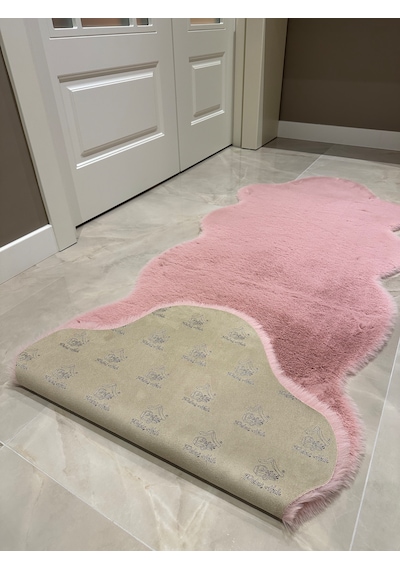 Ultra Soft Pembe Yumuşak Dokulu Peluş Halı Çift Kafa Post