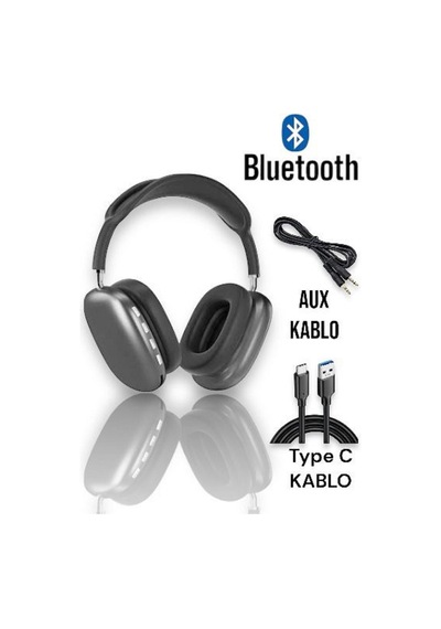 P9 Air Pro Max Kablosuz 5.0 Mikrofonlu Sd Kart Girişli Aux Kablolu Bluetooth Kulaklık Siyah - 555297925