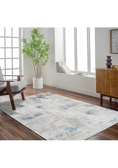 Bespoky Runner 5007a Soyut Salon Halısı Dijital Baskı Kaymaz Beyaz