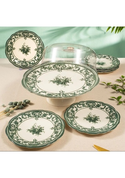 Fecra Majestic Green 8 Parça Sunum Seti Beyaz - Yeşil