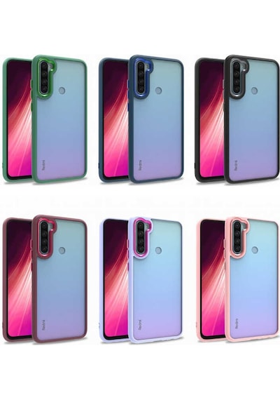 Kilifone - Redmi Note 8 Uyumlu Kılıf Koruyucu Arkası Şeffaf Renkli Kenarlı Flora Kapak - Lila - T23437