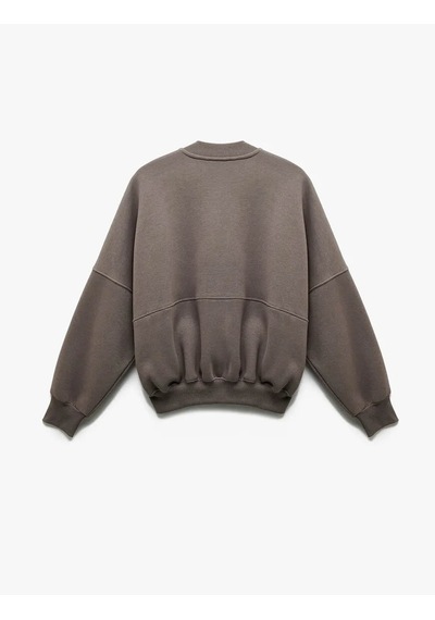 Koton Fermuarlı Bomber Yaka Gri Kadın Sweatshirt 6wal10126ık Gri