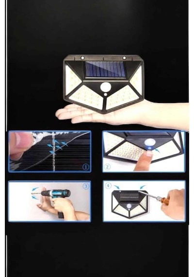 Mey İthalat Güneş Enerjili Bahçe Aydınlatma Lambası Solar 100 Led Lamba Çok Renkli