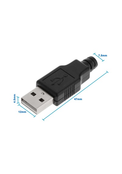 Kutulu Usb Type A Erkek Soket Usb 2.0 4 Pin Plastik Kapak Dıy Tip Elektronik Cihaz Usb