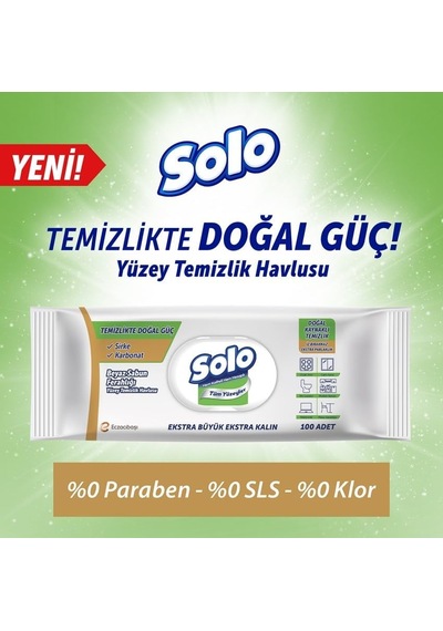 Solo Yüzey Temizleme Mendili Üçlü Set 300 Yaprak 100'lü 3 Paket