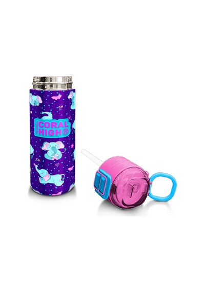 Coral High Kids Mor Pembe Fil Desenli Pipetli Ve Direkt İçim Çelik Termos 500 Ml 31970 Mor - Açık Pembe