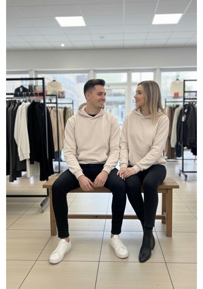 Tuba Toptaş Unisex Bay/ Sweatshirt Kapüşonlu Bej