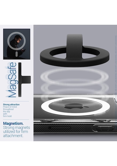 Spigen Caseology Magsafe Destekli Modeller İle Uyumlu Telefon Tutucu Halka Nano Pop Mag Fit Ring Siyah - Afa07060 Spige