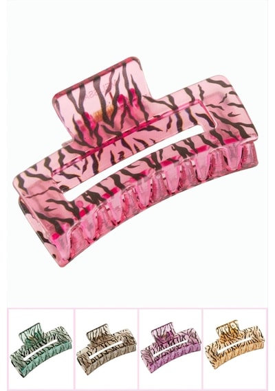 Zebra Desenli Dikdörtgen Mandal Toka 8 Cm Şeffaf