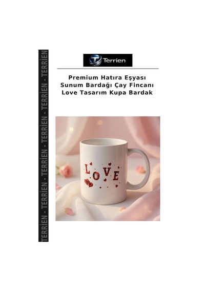 Premium Hatıra Eşyası Sunum Bardağı Çay Fincanı Love Tasarım Kupa Bardak Çok Renkli
