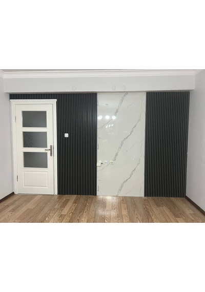Polimer Antrasit Duvar Ofis Tv Arkası Koridor Dekoratif Panel 5 Adet 55 Cm