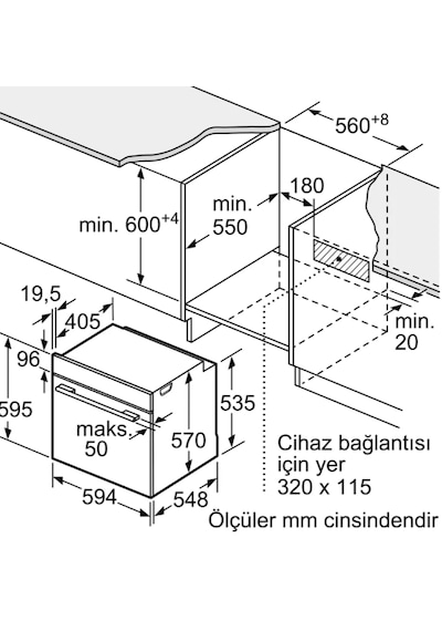 Bosch HUA736EV0T 76 LT Buhar Destekli Ankastre Fırın