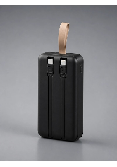 Eima 40.000 Mah Powerbank Dahili Kablolu 22.5w Hızlı Şarj Taşınabilir Şarj Cihazı Type-c Lightning U siyah