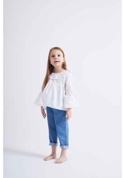 Oliventhekid Beyaz Poplin Bluz Beyaz Beyaz