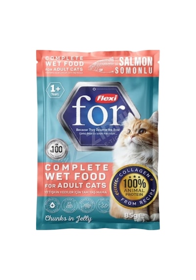 2 Adet Flexi For Pouch Somonlu Yetişkin Kedi Yaş Maması 85 Gr