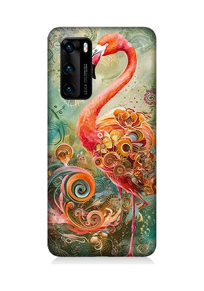 Huawei P40 Uyumlu Renkli Flamingo Desenli Silikon Kılıf