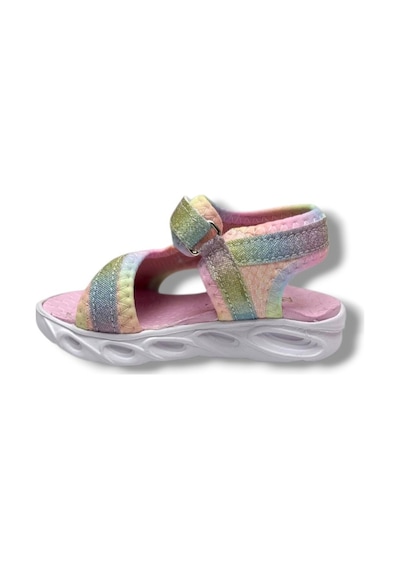 Arzen Bebe 222-26 Simli Işıklı Cırtlı Anatomik Kız Çocuk Sandalet 22-25 Pembe