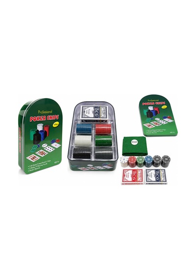 2 Adet Poker Seti Metal Kutulu Çuhalı Oyun Seti, 120 Chip Ve 2 İskambil Kartı, Poker Game Chip Set