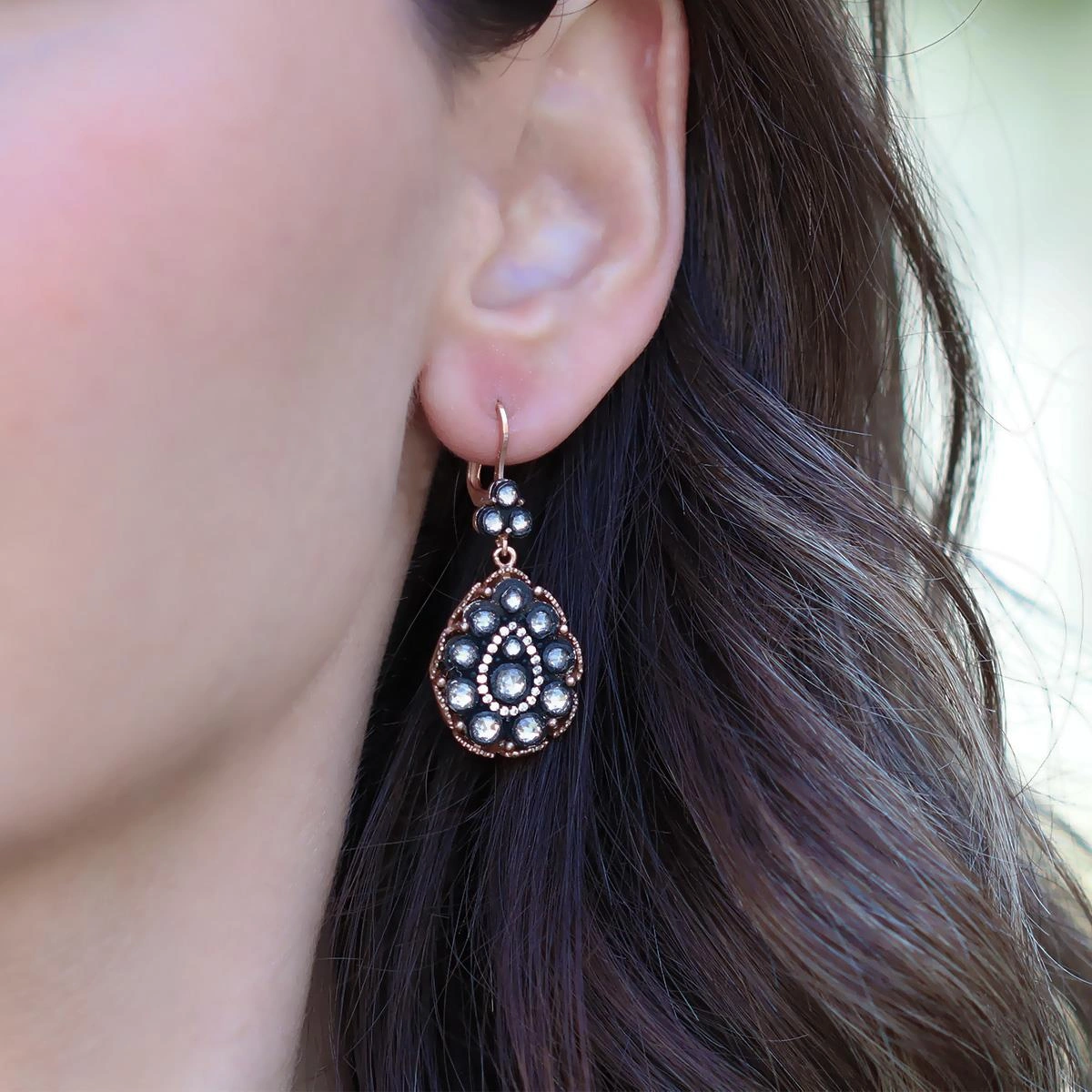 Damla Elmas Montür Rose Gold Gümüş Küpe Gümüş