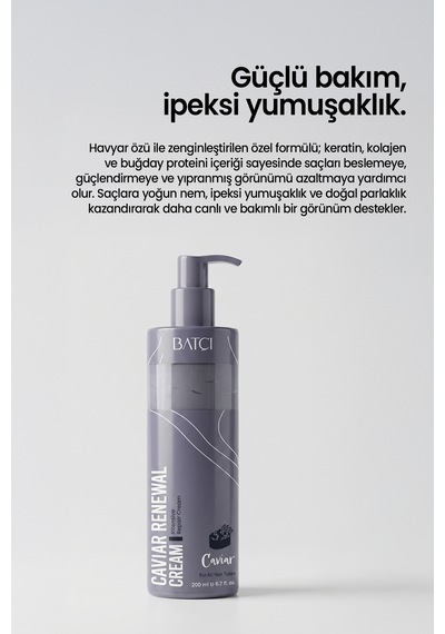 Havyarlı Saç Kremi Yıpranmış Saçlar İçin Onarıcı & Koruyucu Durulanmayan Krem