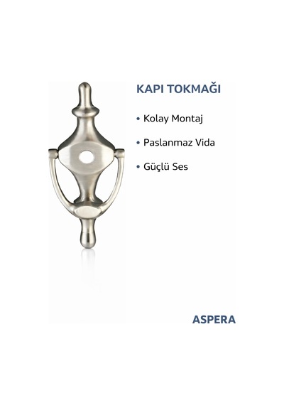 Çelik Kapı Taktak Kapı Tokmağı Dayanıklı Metal Kapı Vuracağı Modern Tasarım Kolay Montajlı Gümüş