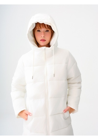 Loose Fit Kadın Mont Beyaz