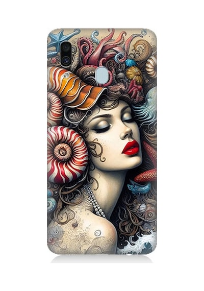 Samsung Galaxy A30 Uyumlu Karmaşık Ruhlu Kadın Desenli Silikon Kılıf Çok Renkli