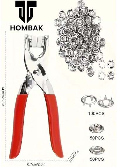 200 Adet Paslanmaz Çelik Çıt Çıt Ve Pense Seti Metal Çıt Çıt Makinesi, Kumaş Çıtçıt Düğme Set Standart