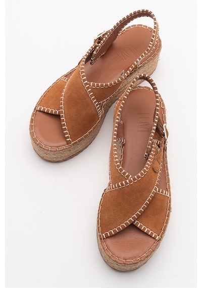 Luvishoes Bellezza Taba Süet Hakiki Deri Kadın Sandalet Taba