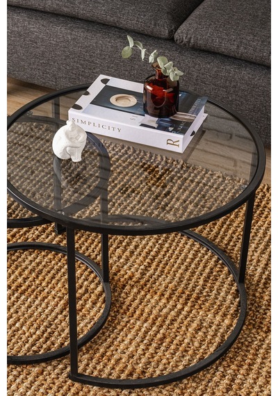 Tokyo Orta Sehpa 60cm Ikili Yuvarlak Füme Camlı Orta Masa Takımı Tokyo Orta Sehpa 60cm Ikili Yuvarlak Füme Camlı Orta Masa Takımı