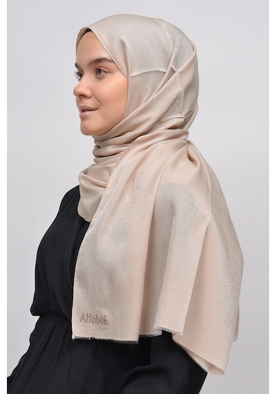 Altobeh Kadın Düz Renk Pırıltı Simli Tesettür Shawl Parlak Abiye Şal - Koyu Krem