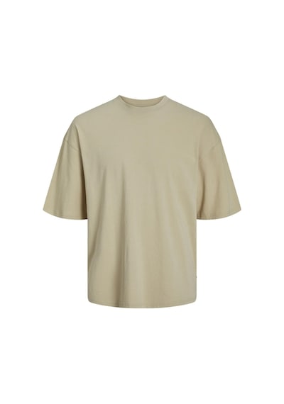 Jack & Jones Jack&jones Grand Oversize Erkek Bej Yuvarlak Yaka Tişört 12253993-FOR Bej