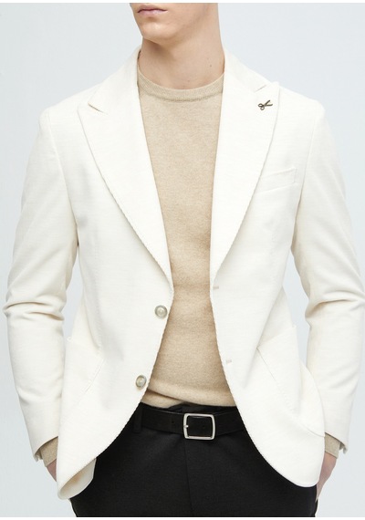 Ramsey Ekru Fitilli Shirt Shoulder Slim Fit %100 Pamuk Ceket