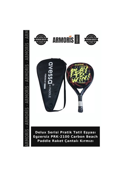 Delux Serisi Pratik Tatil Eşyası Egzersiz Prk-2100 Carbon Beach Paddle Raket Çantalı Kırmızı