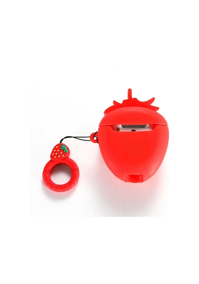 Apple Uyumlu AirPods Pro Kılıf Zore Airbag 12 Silikon No2 Çilek Kırmızı