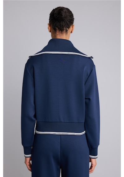 Defacto Standart Fit Fermuarlı Dik Yaka Çizgi Detaylı Modal Basic Sweatshirt Hırka H4700ax26auın187 İndigo-ın187